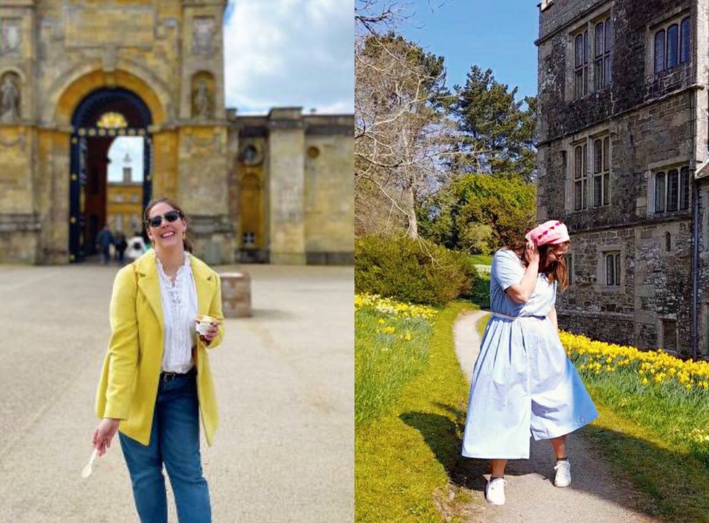 Alannah in her preloved gifted yellow blazer and dress